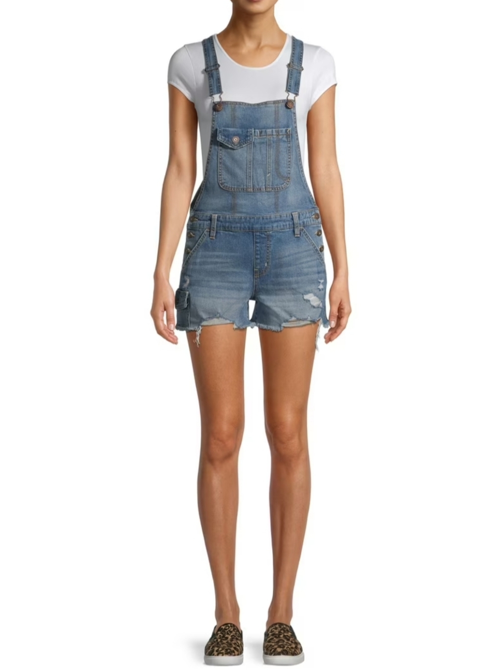 No Boundaries Juniors Size M (7-9) Destructed Overalls Shorts Gently Used